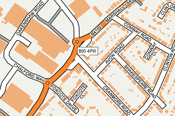 B90 4PW map - OS OpenMap – Local (Ordnance Survey)