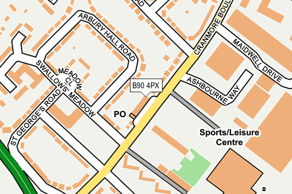 B90 4PX map - OS OpenMap – Local (Ordnance Survey)