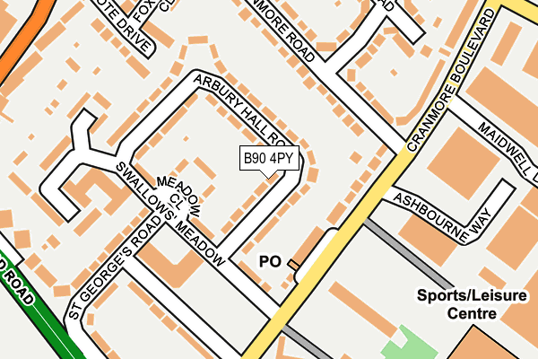 B90 4PY map - OS OpenMap – Local (Ordnance Survey)