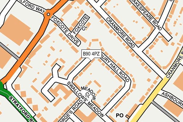 B90 4PZ map - OS OpenMap – Local (Ordnance Survey)