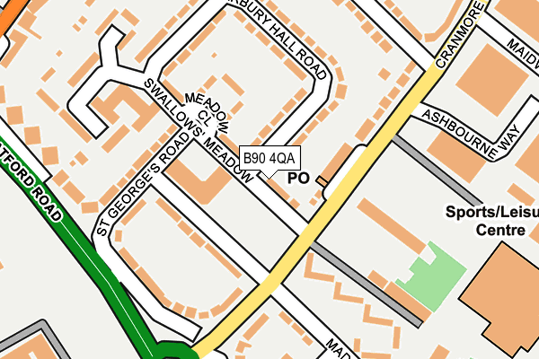 B90 4QA map - OS OpenMap – Local (Ordnance Survey)