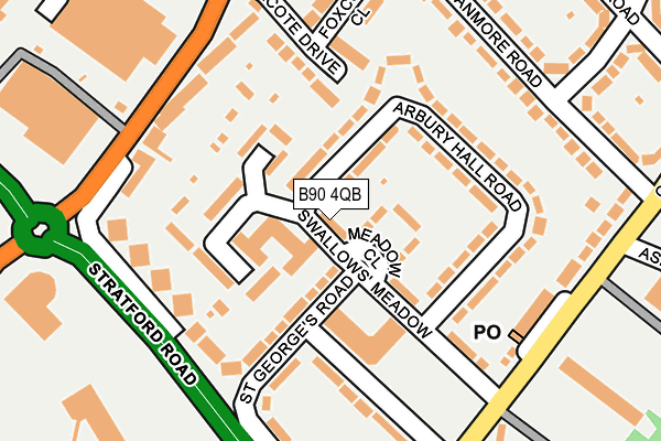 B90 4QB map - OS OpenMap – Local (Ordnance Survey)