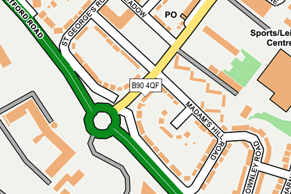 B90 4QF map - OS OpenMap – Local (Ordnance Survey)