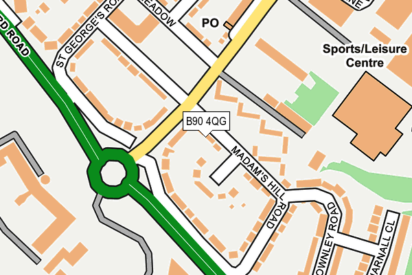 B90 4QG map - OS OpenMap – Local (Ordnance Survey)