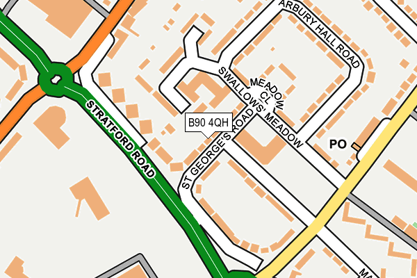 B90 4QH map - OS OpenMap – Local (Ordnance Survey)