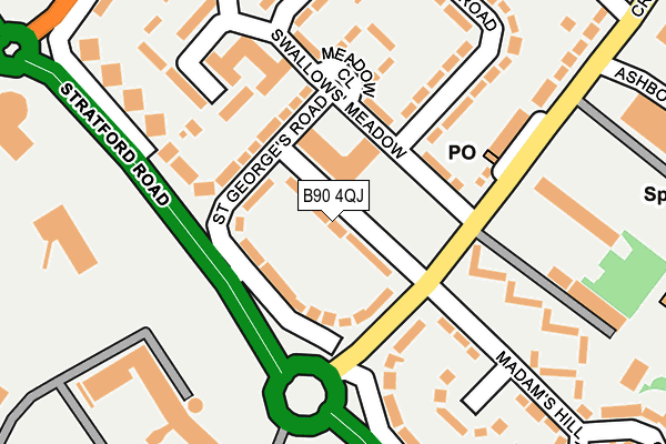 B90 4QJ map - OS OpenMap – Local (Ordnance Survey)