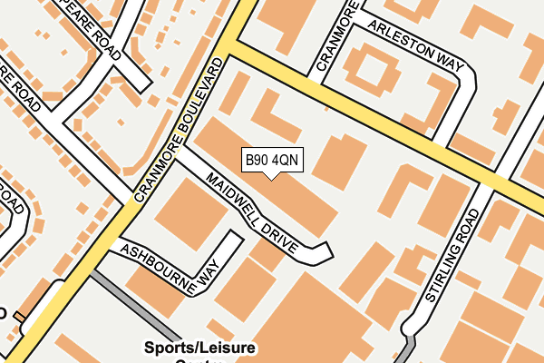 B90 4QN map - OS OpenMap – Local (Ordnance Survey)