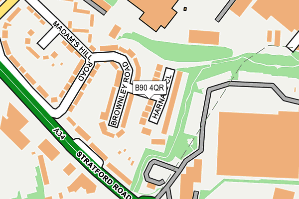B90 4QR map - OS OpenMap – Local (Ordnance Survey)