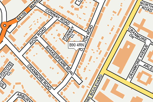 B90 4RN map - OS OpenMap – Local (Ordnance Survey)