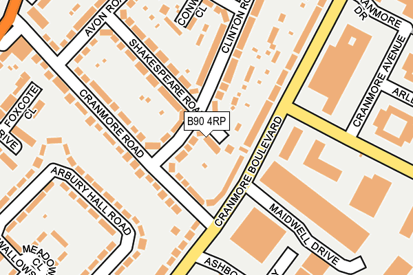 B90 4RP map - OS OpenMap – Local (Ordnance Survey)