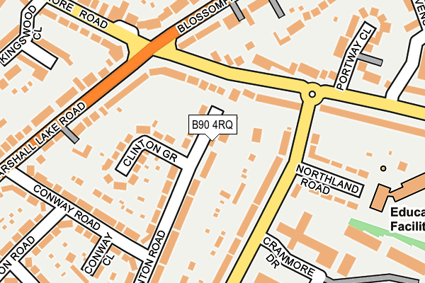 B90 4RQ map - OS OpenMap – Local (Ordnance Survey)