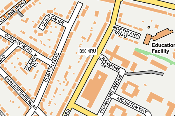 B90 4RU map - OS OpenMap – Local (Ordnance Survey)