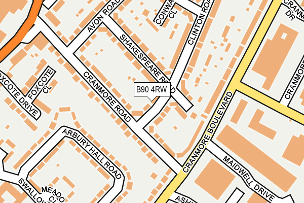 B90 4RW map - OS OpenMap – Local (Ordnance Survey)