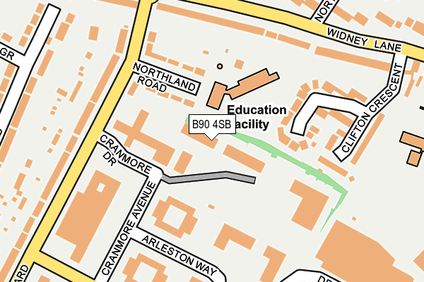 B90 4SB map - OS OpenMap – Local (Ordnance Survey)