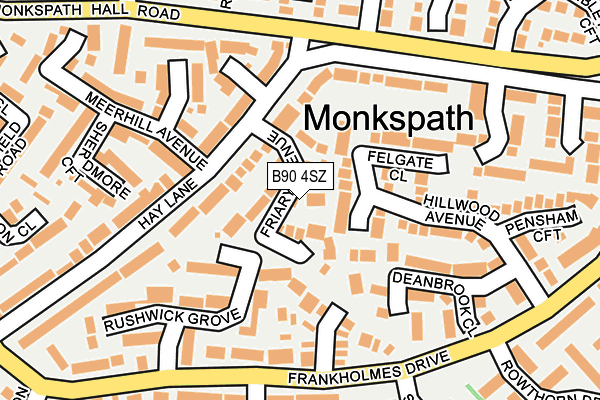 B90 4SZ map - OS OpenMap – Local (Ordnance Survey)