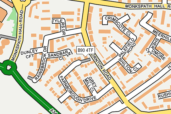 B90 4TF map - OS OpenMap – Local (Ordnance Survey)