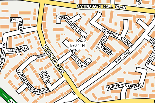 B90 4TN map - OS OpenMap – Local (Ordnance Survey)