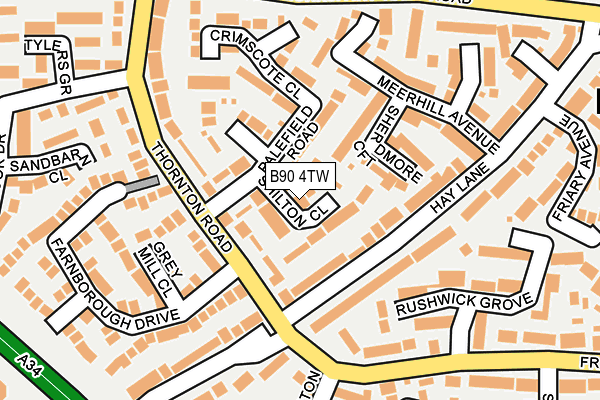 B90 4TW map - OS OpenMap – Local (Ordnance Survey)