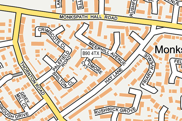 B90 4TX map - OS OpenMap – Local (Ordnance Survey)