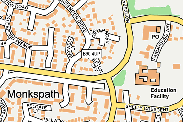 B90 4UP map - OS OpenMap – Local (Ordnance Survey)