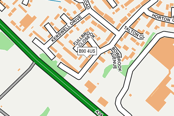 B90 4US map - OS OpenMap – Local (Ordnance Survey)