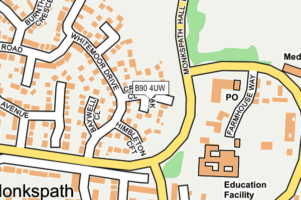 B90 4UW map - OS OpenMap – Local (Ordnance Survey)