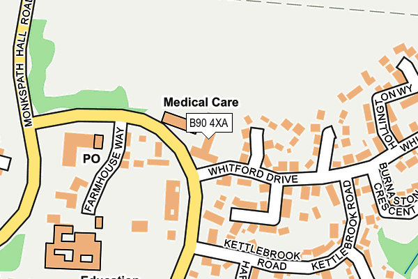 B90 4XA map - OS OpenMap – Local (Ordnance Survey)