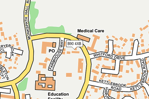B90 4XB map - OS OpenMap – Local (Ordnance Survey)