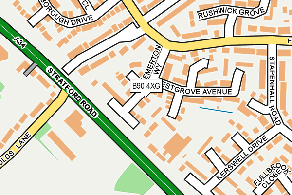 B90 4XG map - OS OpenMap – Local (Ordnance Survey)