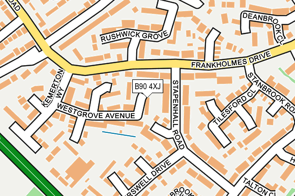 B90 4XJ map - OS OpenMap – Local (Ordnance Survey)