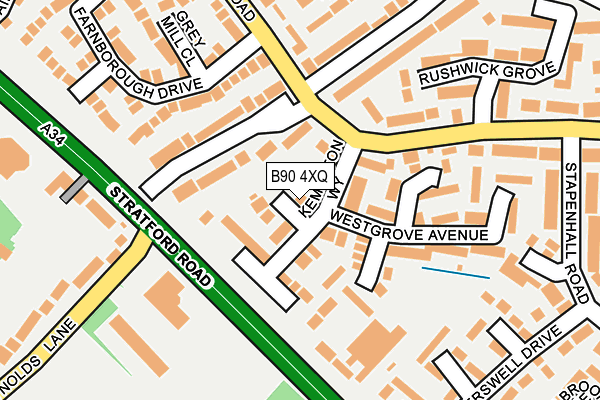 B90 4XQ map - OS OpenMap – Local (Ordnance Survey)