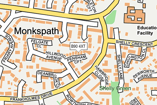 B90 4XT map - OS OpenMap – Local (Ordnance Survey)