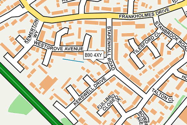 B90 4XY map - OS OpenMap – Local (Ordnance Survey)