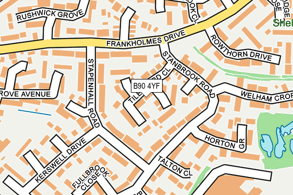 B90 4YF map - OS OpenMap – Local (Ordnance Survey)