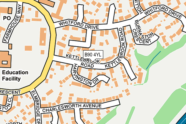 B90 4YL map - OS OpenMap – Local (Ordnance Survey)