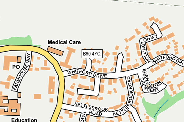 B90 4YQ map - OS OpenMap – Local (Ordnance Survey)