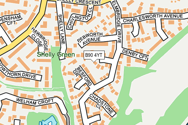 B90 4YT map - OS OpenMap – Local (Ordnance Survey)