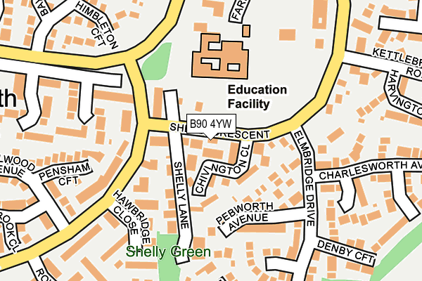 B90 4YW map - OS OpenMap – Local (Ordnance Survey)