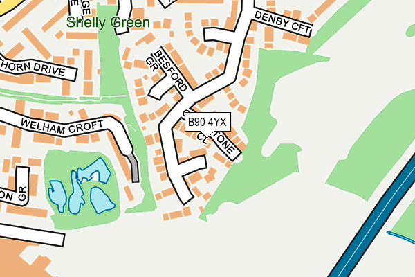 B90 4YX map - OS OpenMap – Local (Ordnance Survey)