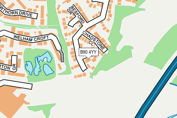 B90 4YY map - OS OpenMap – Local (Ordnance Survey)