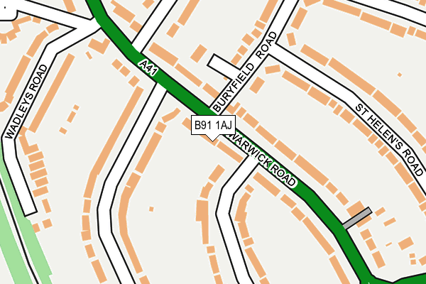 B91 1AJ map - OS OpenMap – Local (Ordnance Survey)