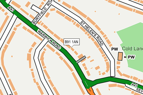 B91 1AN map - OS OpenMap – Local (Ordnance Survey)