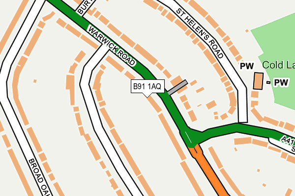 B91 1AQ map - OS OpenMap – Local (Ordnance Survey)