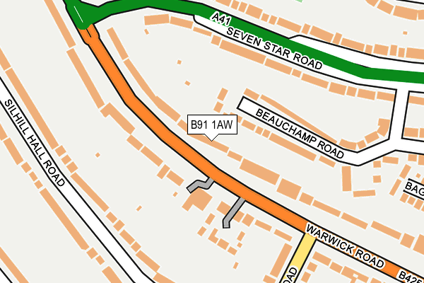 B91 1AW map - OS OpenMap – Local (Ordnance Survey)