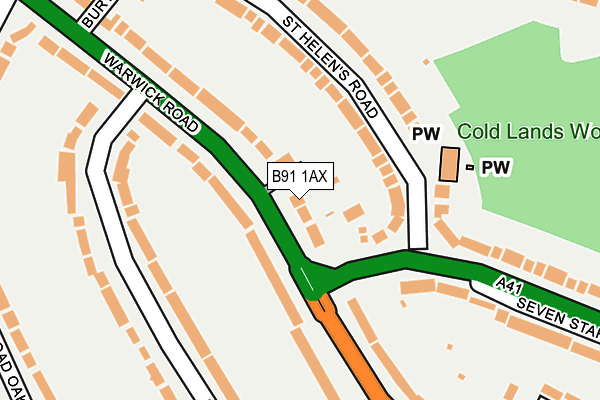 B91 1AX map - OS OpenMap – Local (Ordnance Survey)