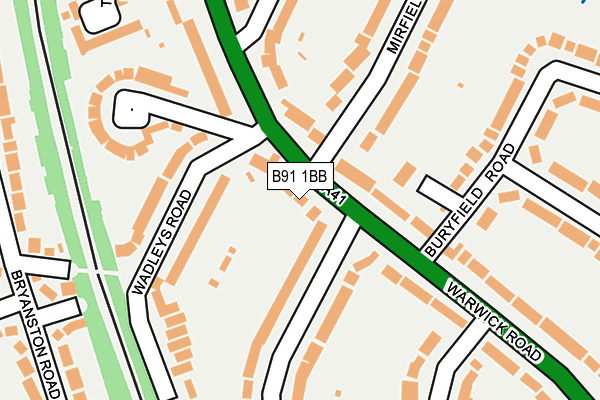 B91 1BB map - OS OpenMap – Local (Ordnance Survey)