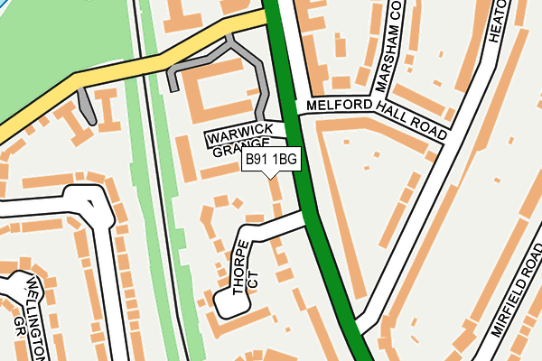 B91 1BG map - OS OpenMap – Local (Ordnance Survey)