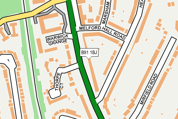 B91 1BJ map - OS OpenMap – Local (Ordnance Survey)