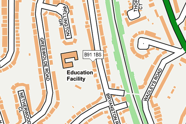 B91 1BS map - OS OpenMap – Local (Ordnance Survey)