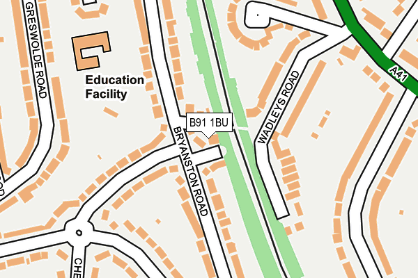 B91 1BU map - OS OpenMap – Local (Ordnance Survey)